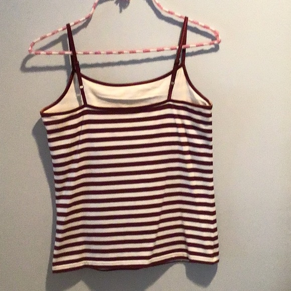 a.n.a. Brown/White Striped Tank Top Small Adjustable Straps Built in Bra - Picture 2 of 3